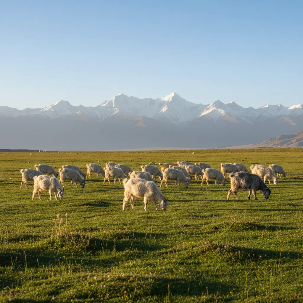 Natural Pashmina fibres being hand-spun in Kashmir